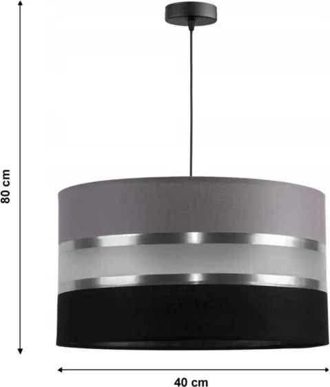 Luster na lanku CORAL 1xE27/60W/230V čiernošedá
