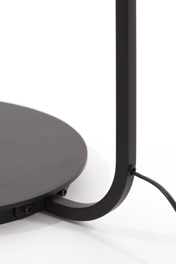 Stojacia lampa s textilným tienidlom v matnej čierno-prírodnej farbe (výška 164 cm) Lyra – Light &amp; Living