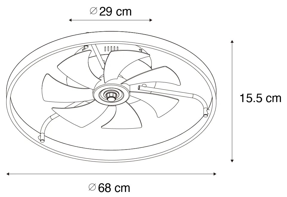 Stropný ventilátor čierny 70 cm vrátane stmievateľnej LED s diaľkovým ovládaním - Maddy