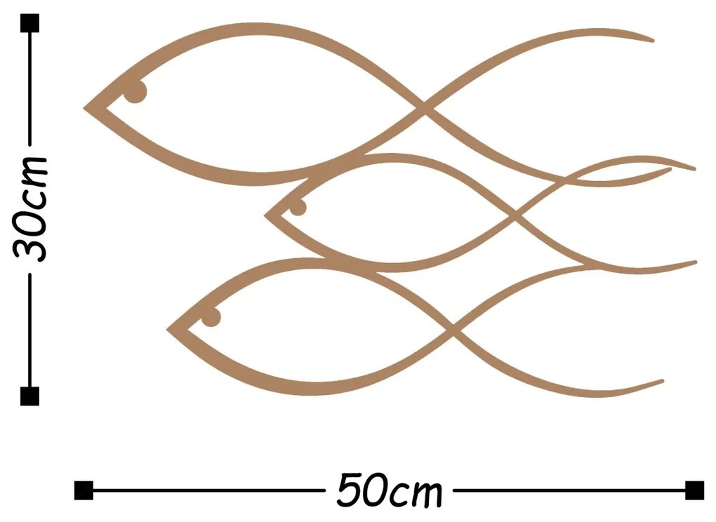 Nástenná kovová dekorácia FISH medená