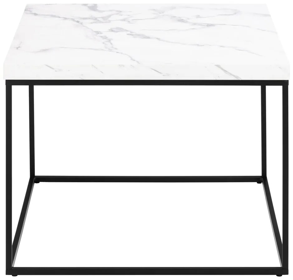 Biely konferenčný stolík s doskou v dekore mramoru 60x60 cm Barossa – Actona