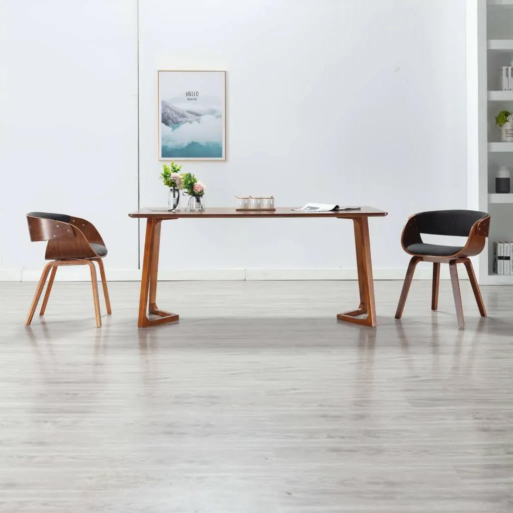 Jedálenské stoličky 2 ks sivé ohýbané drevo a látka