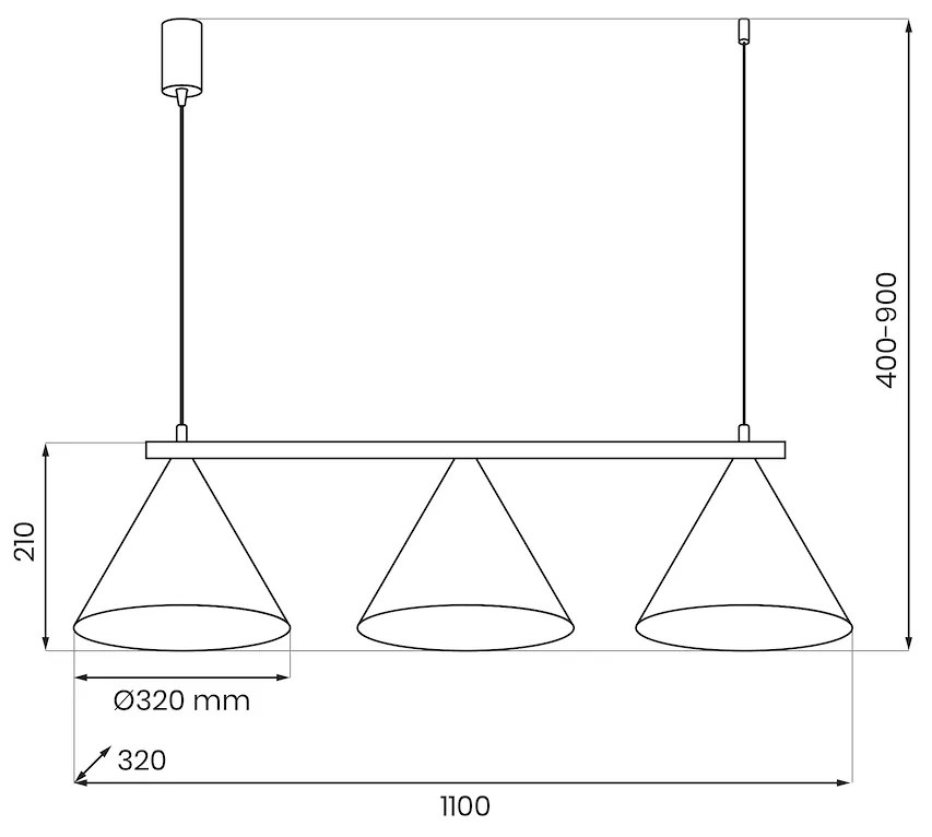 Závesné svietidlo Capital, 3x čierne kovové tienidlo, (fi 30cm), b