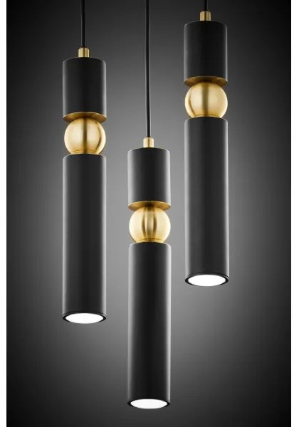 Jupiter 2013 - Luster na lanku ALAS 3xGU10/10W/230V čierna/zlatá