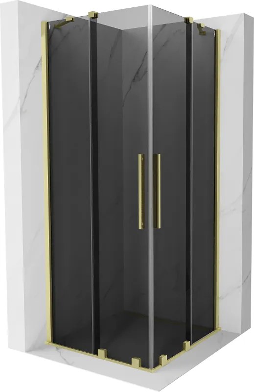 Mexen Velar Duo, sprchový kút s posuvnými dverami 80 x 80 cm, 8mm šedé sklo, zlatá matná, 871-080-080-42-55