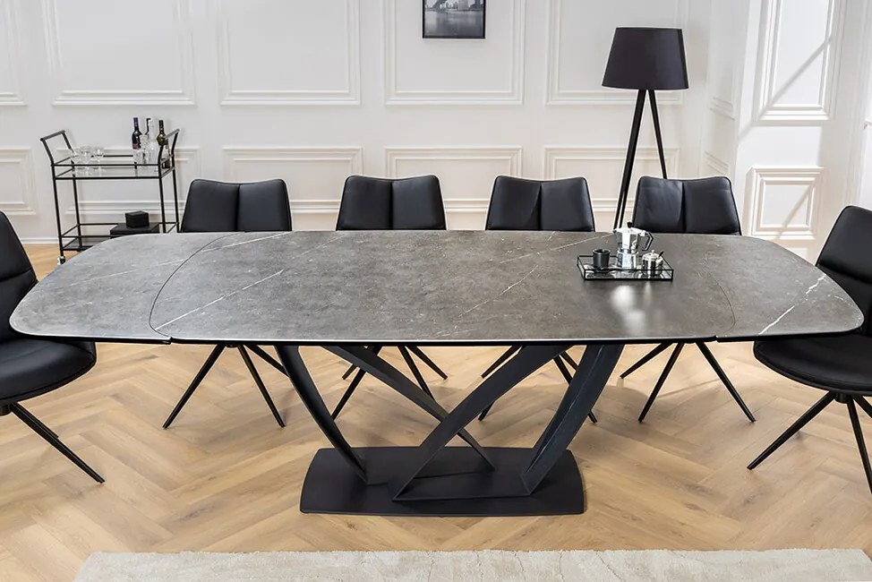 Rozkladací keramický jedálenský stôl Magma 180-220-260cm grafit mramor