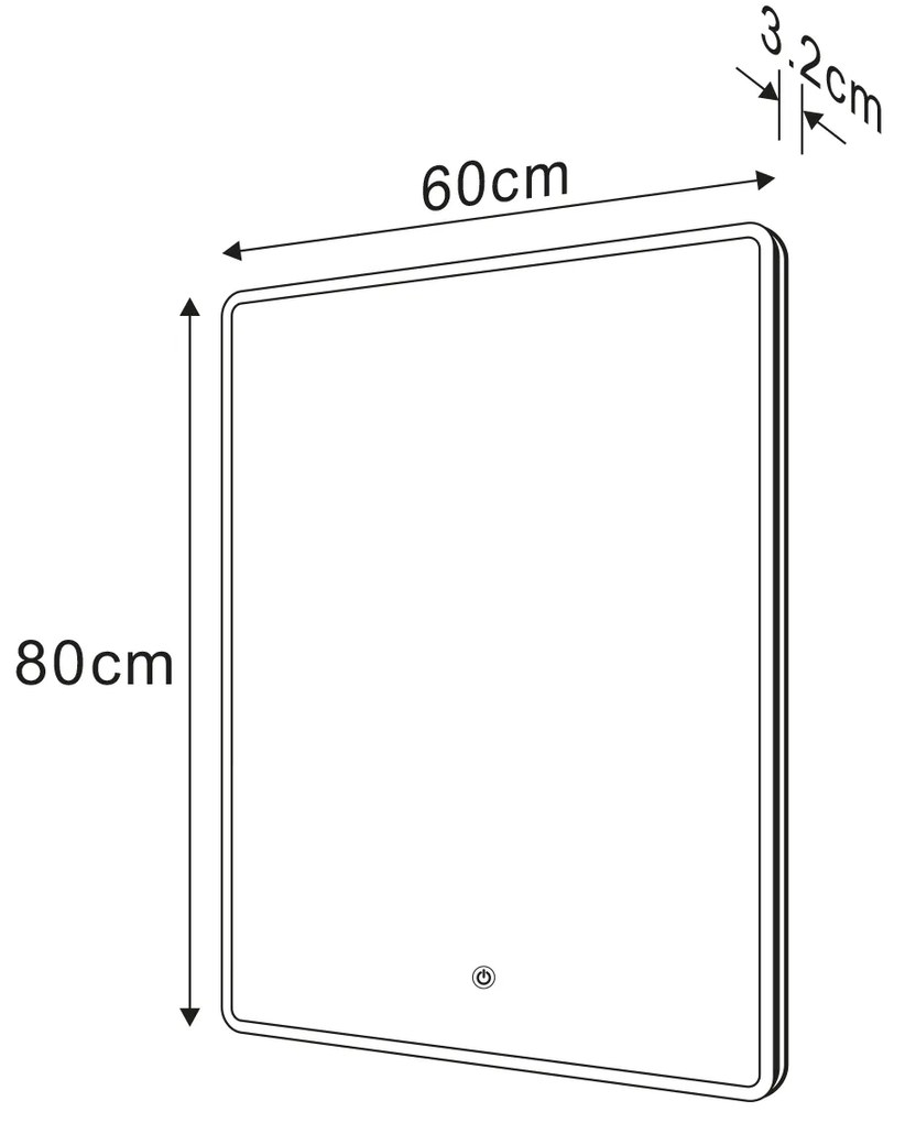 Sapho, PIRI zrkadlo s LED osvetlením 60x80cm, dotykový senzor, 2700-6500K, PR600S