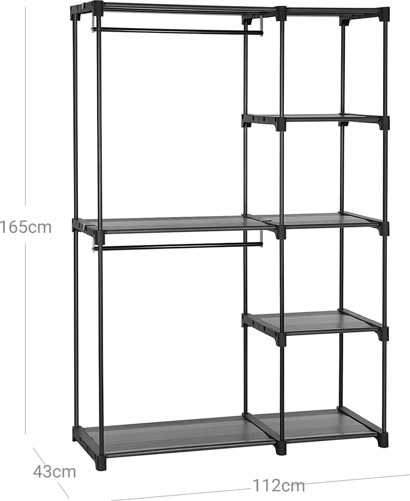 Voľne stojaca otvorená skriňa, skladacia, čierna