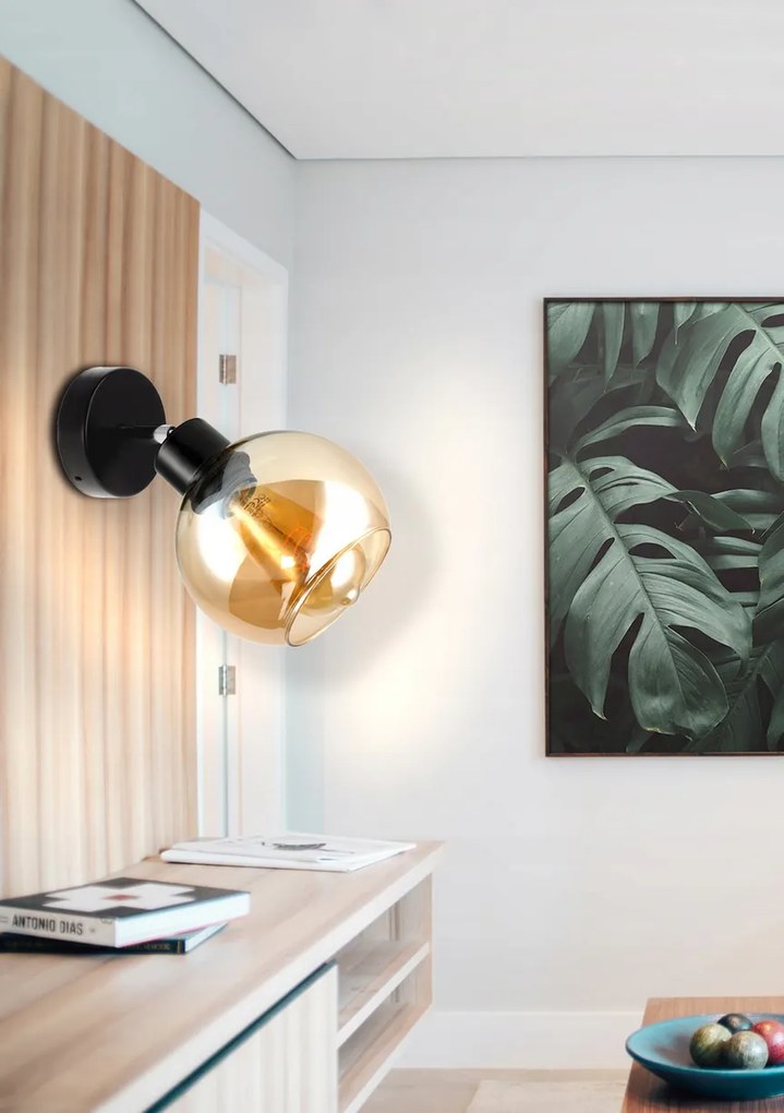 BERGE Sklenená LED nástenná lampa 1xE27 - jantárová farba