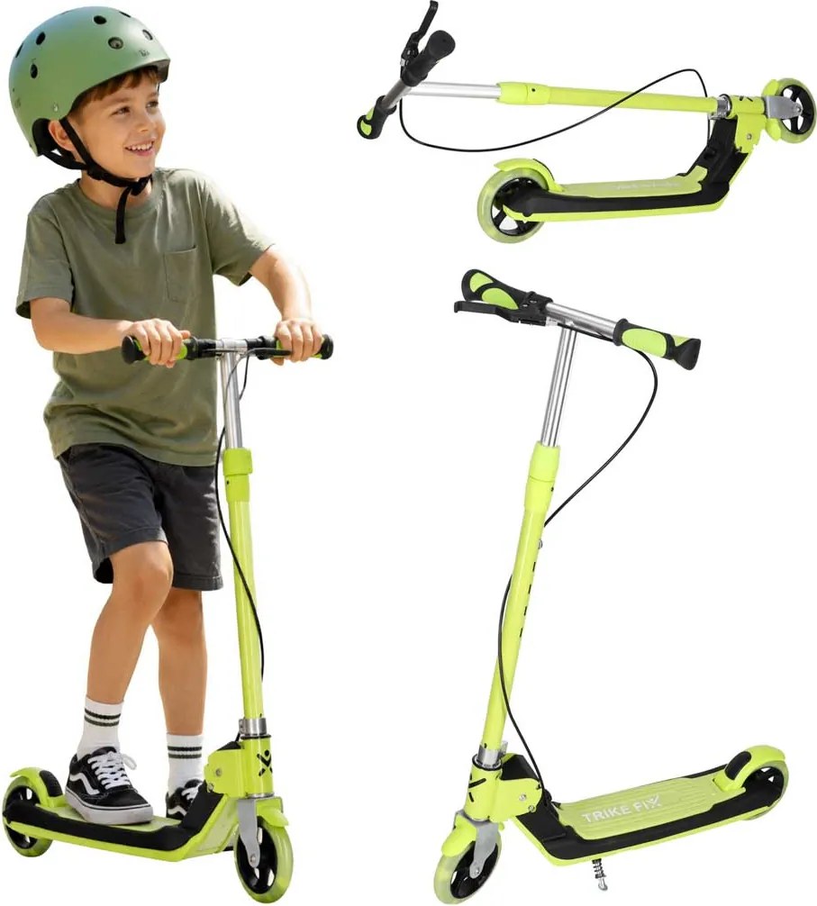 KIK Detská skladacia kolobežka Trike Fix, LED kolesá, neónovo zelená