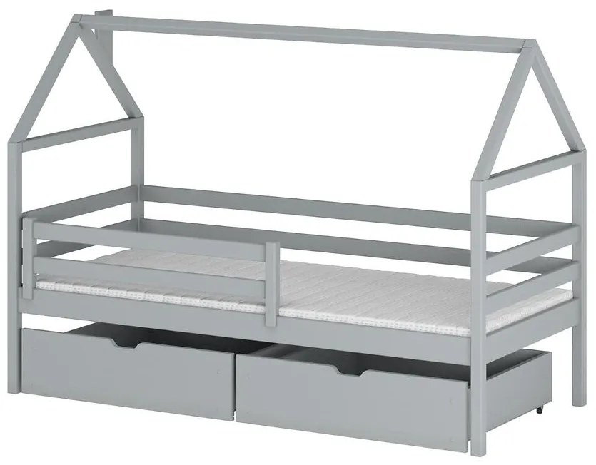 Posteľ Domček Aron 90x200 sivá