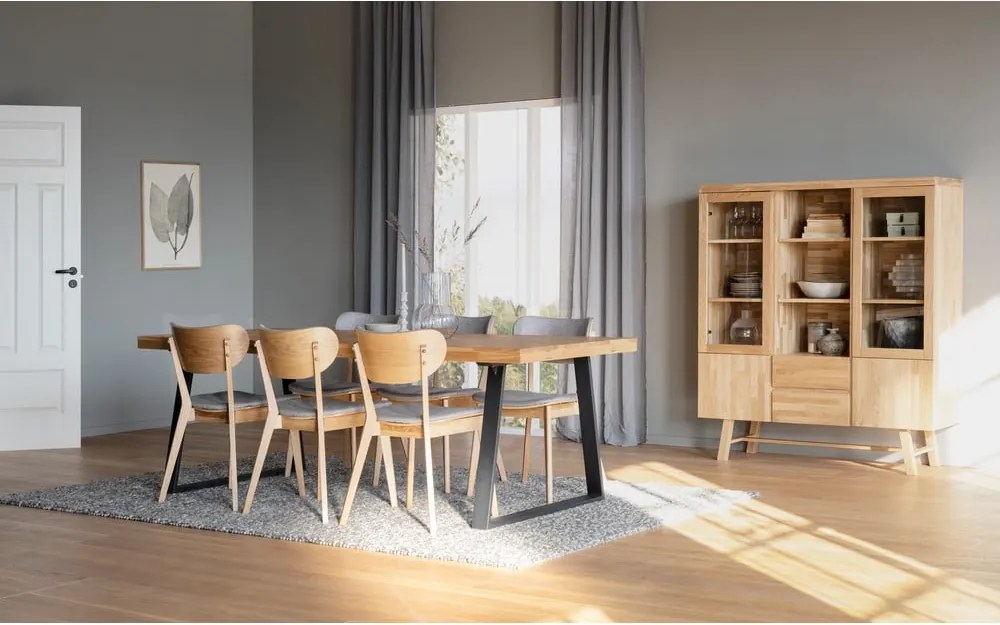 Vitrína z dubového dreva v prírodnej farbe 130x150 cm Brooklyn - Rowico