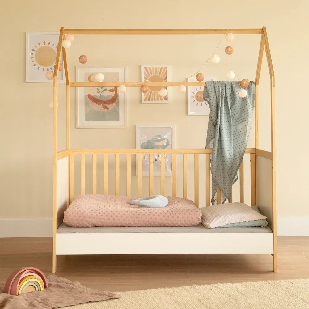 Postieľka v bielo-prírodnej farbe 70x140 cm – Roba