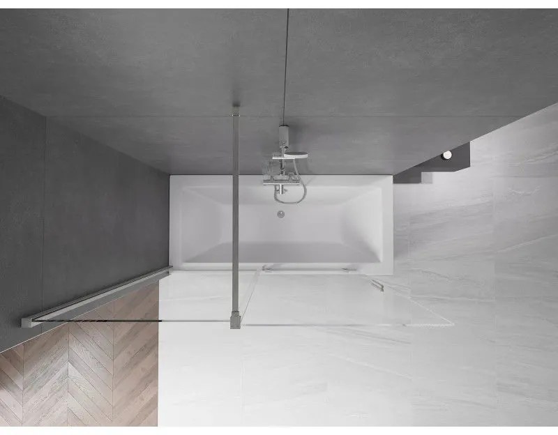 Mexen Velar, 2-krídlová posuvná vaňová zástena 150 x 150 cm, 8mm číre sklo, brúsená oceľ, 896-150-000-01-97