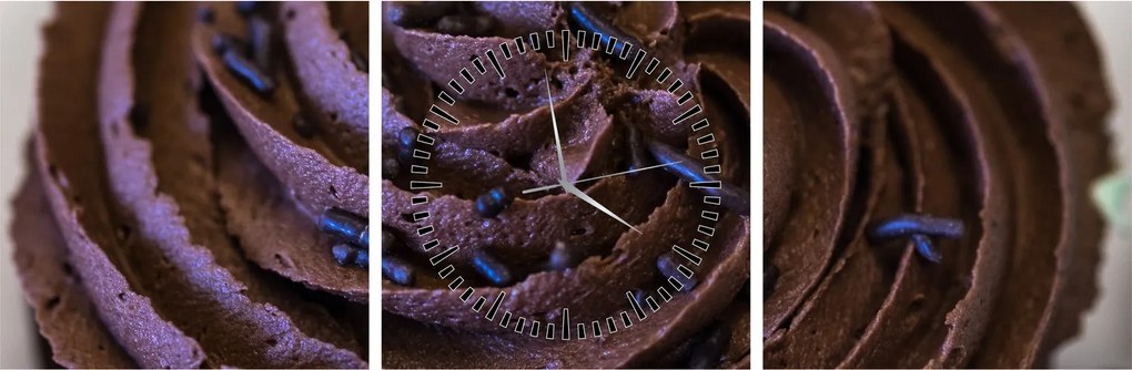 Obraz - Čokoládový Cupcake (s hodinami) (90x30 cm)