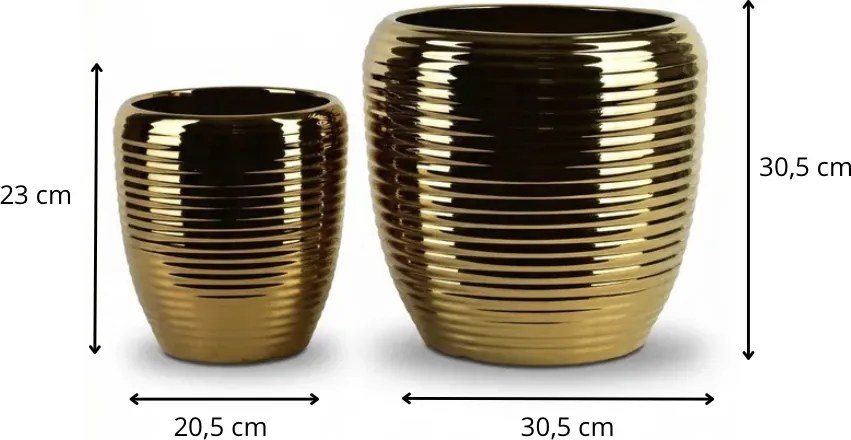 Sada 2 ks keramických kvetináčov NEVA XIV zlatá