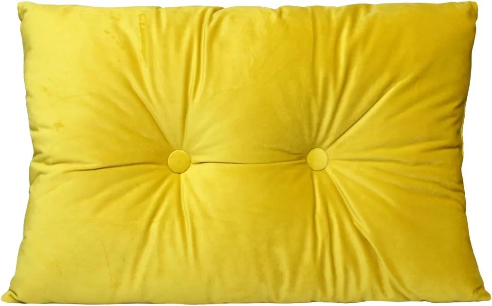 Domarex Vankúš s gombíkmi Serenity Velvet žltá, 40 x 60 cm