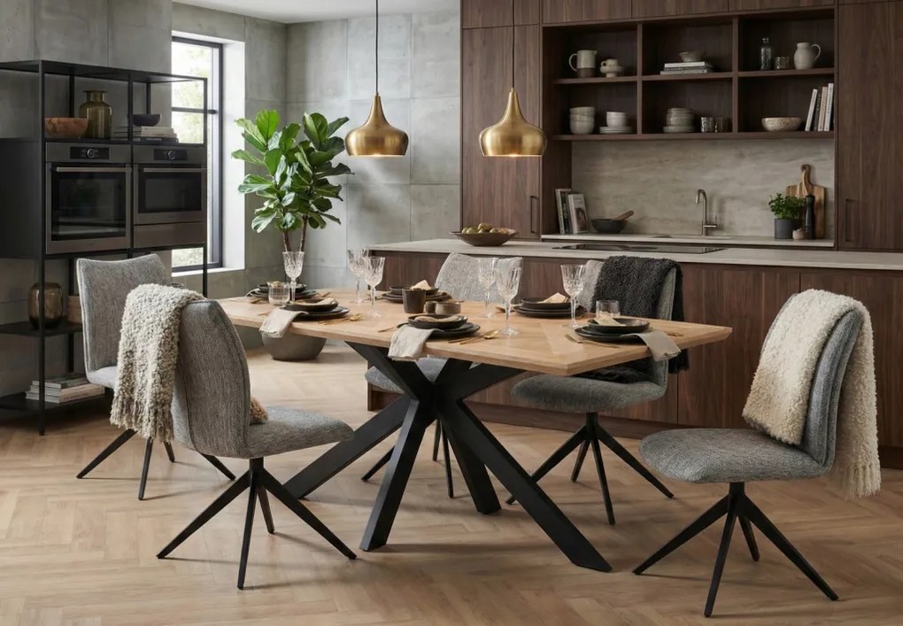 Otočná jedálenská stolička Kassandra, holubia šedá tkanina