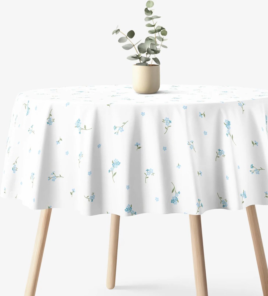 Goldea okrúhly obrus 100% bavlnené plátno - nezábudky Ø 110 cm