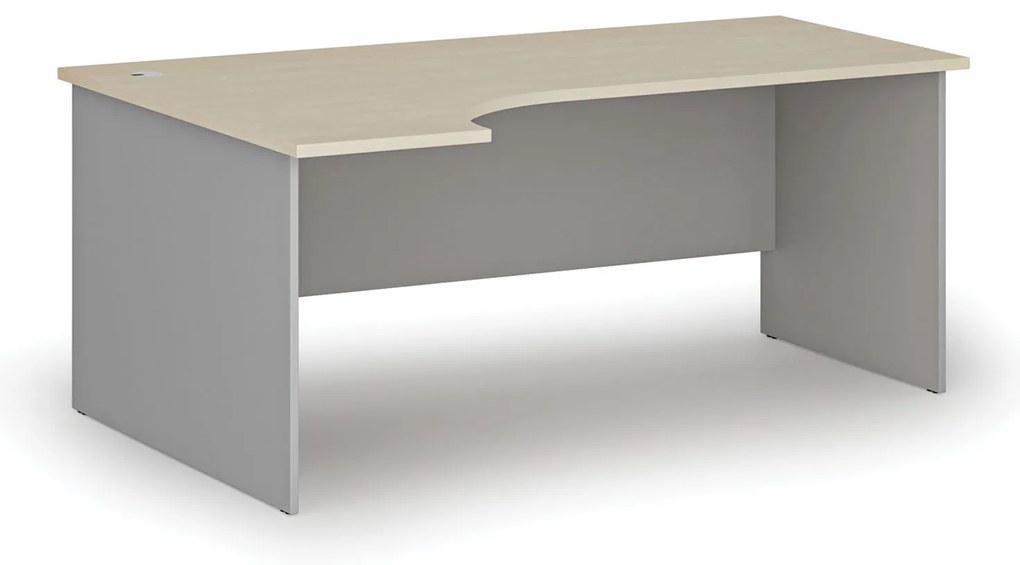 Rohový kancelársky písací stôl PRIMO GRAY, 180x120 cm, ľavý, sivá/breza