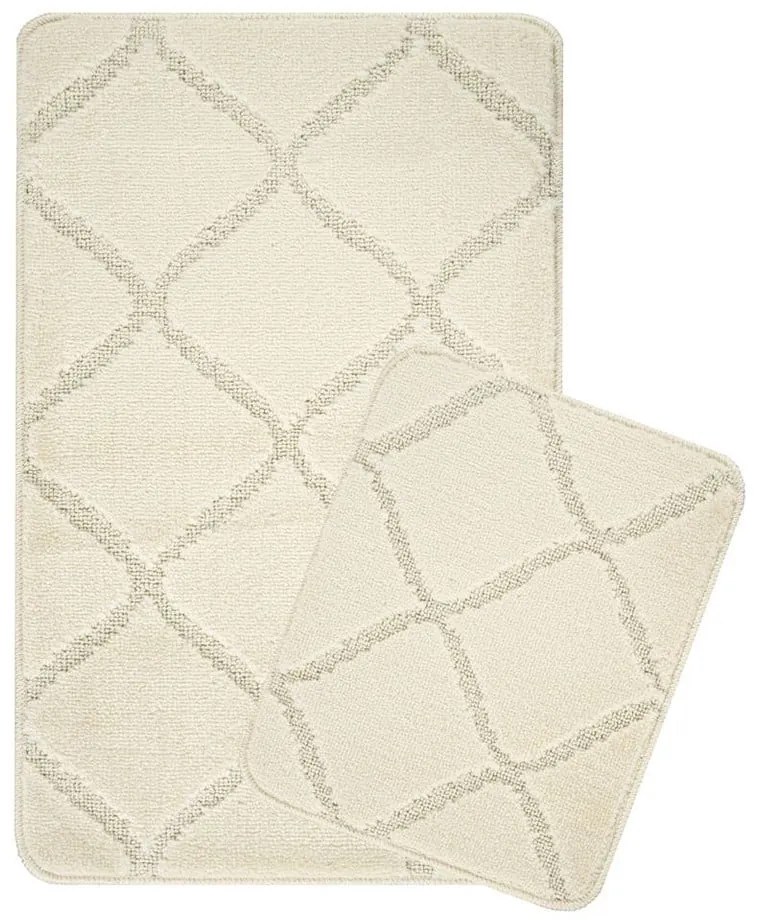Krémové kúpeľňové predložky v súprave 2 ks 50x80 cm Cizgili – Foutastic