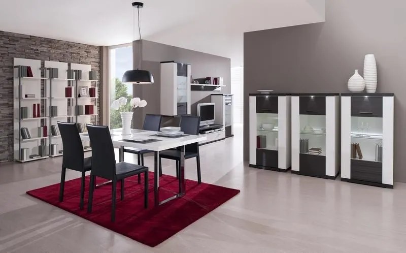 Vitrína Caracas typ 28, grafit/biely lesk, s osvetlením