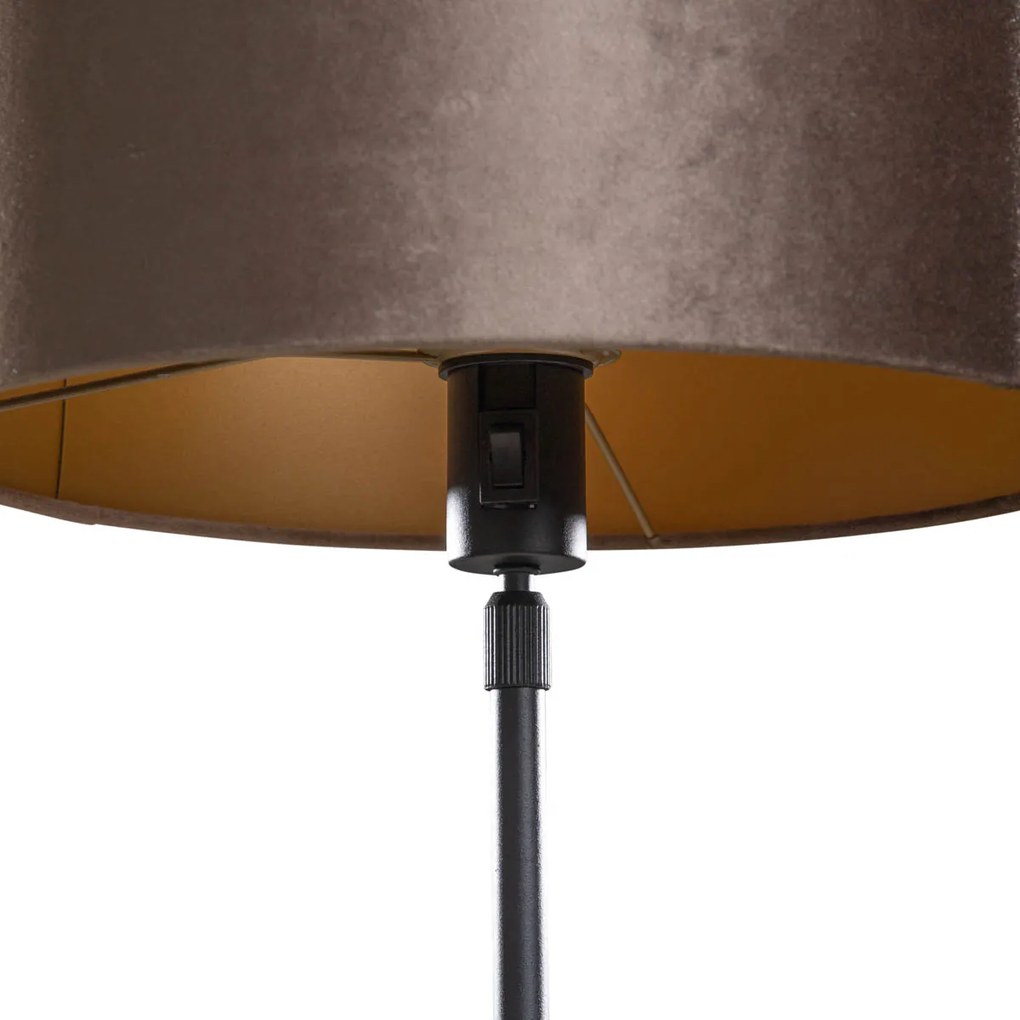 Stolová lampa čierna s zamatovým tienidlom zelená 35 cm - Parte