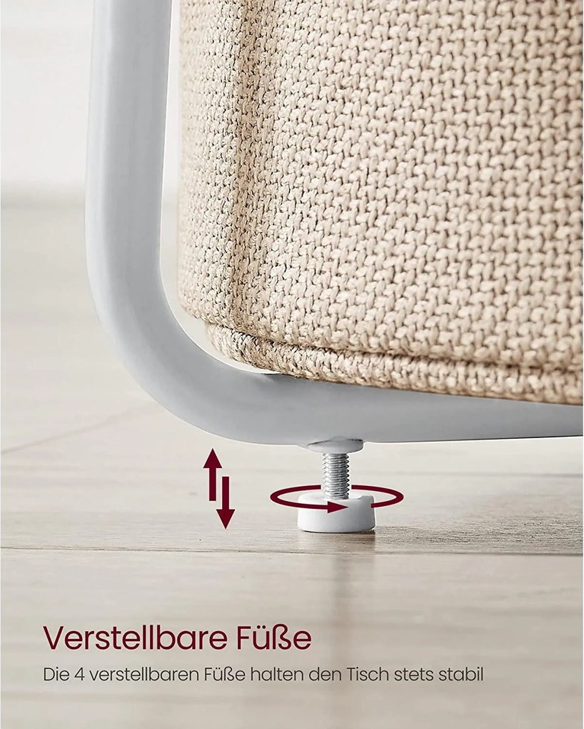 Okrúhly príručný stolík, malý stolík, biela a béžová farba