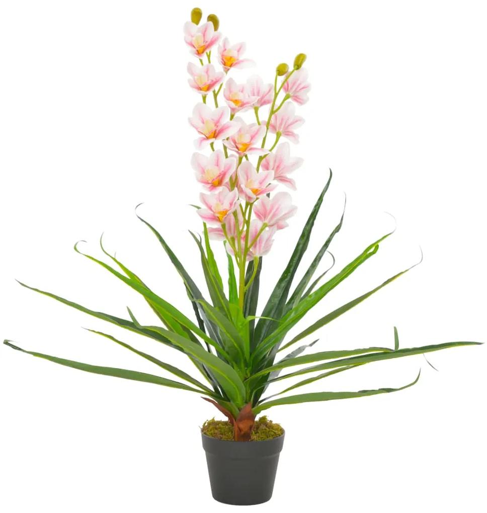 vidaXL Umelá rastlina orchidea s kvetináčom 90 cm ružová
