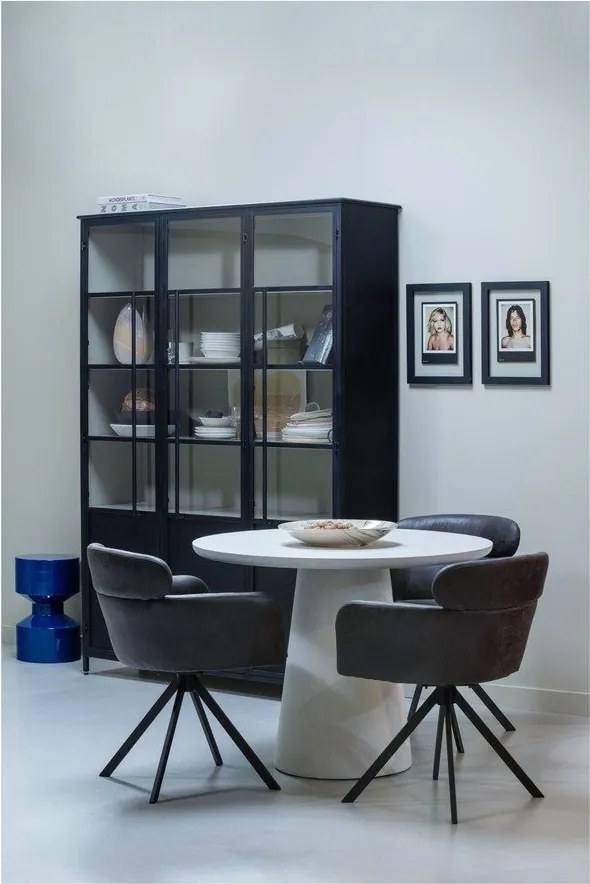 Tmavohnedé čalúnené jedálenské kreslo s podrúčkami Fenne – WOOOD