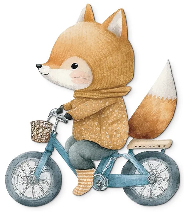 drevko | Detská nálepka Lišiak na bicykli 60 x 52 cm