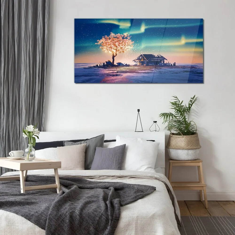 Obraz na skle Abstrakcia strom obloha noc