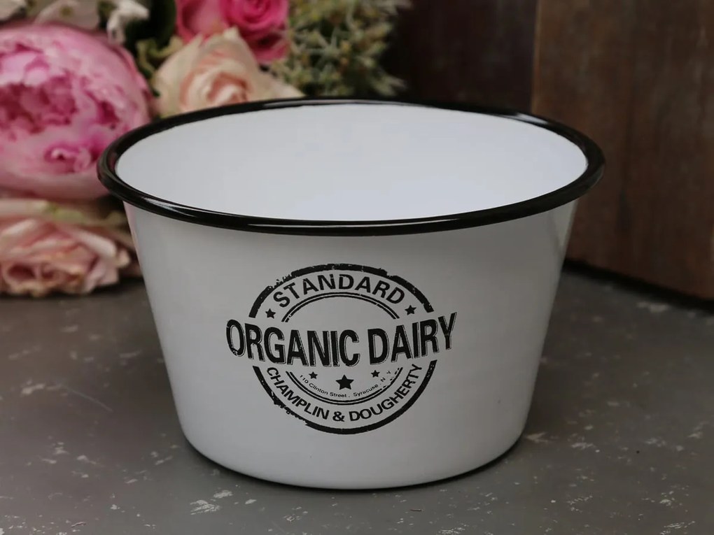 Chic Antique Smaltovaná miska "Organic Dairy" 1200 ml - biela