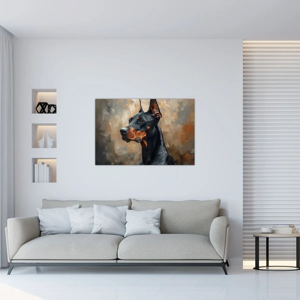 Obraz - Portrét Dobermana (90x60 cm)