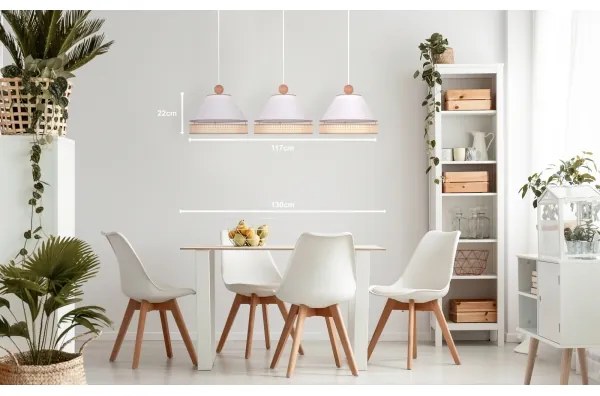 Duolla - Luster na lanku AVIGNON 3xE27/15W/230V biela/ratan