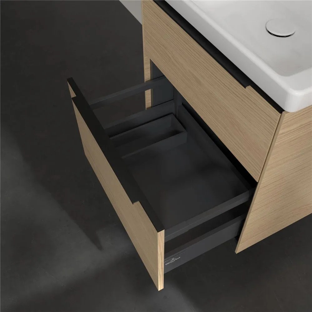 VILLEROY &amp; BOCH Subway 3.0 závesná skrinka pod umývadlo, 2 zásuvky, s LED osvetlením, 572 x 478 x 429 mm, Nordic Oak, C578L1VJ