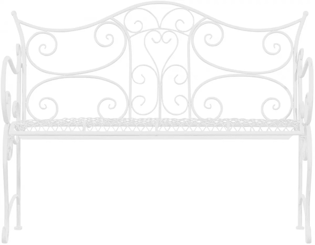 Rustikálna kovová lavička Tar - Biela