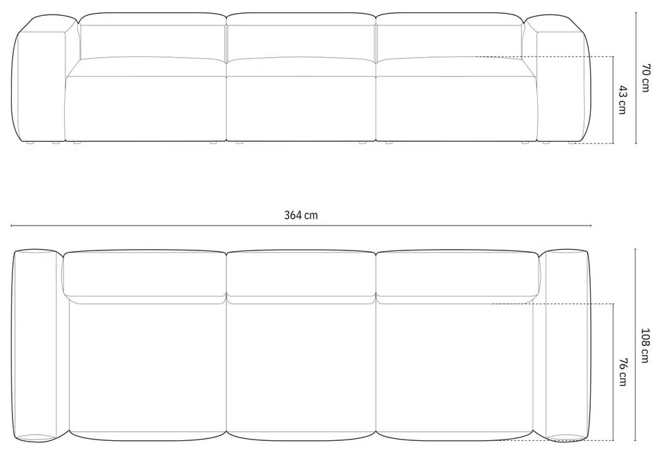 Hnedá pohovka 364 cm Bergamo – Cosmopolitan Design