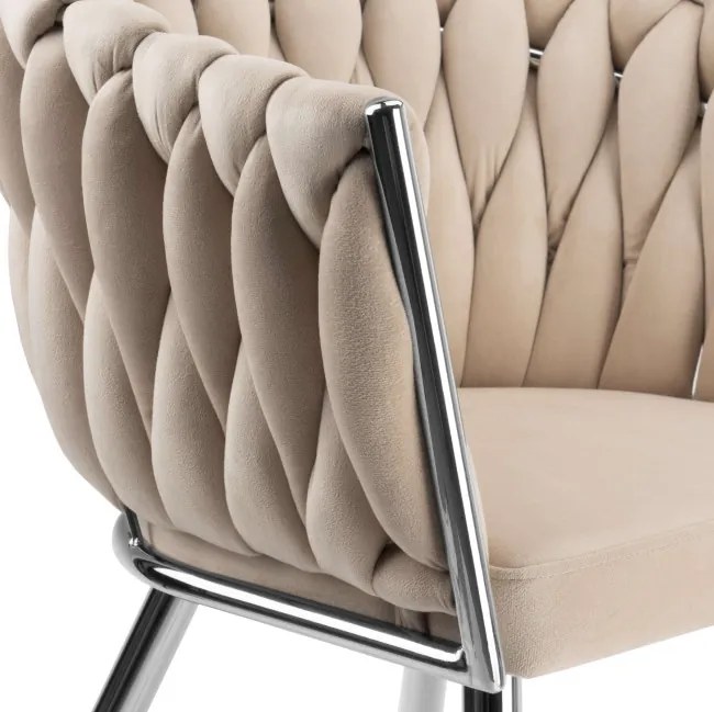 Jedálenská stolička COFTON zamatová, strieborná / béžová