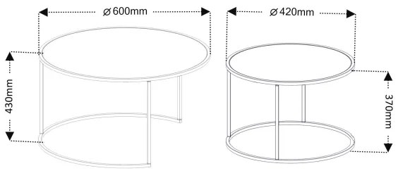SADA 2x Konferenčný stolík TOKYO pr. 42/60 cm čierna