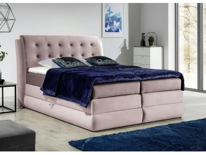 Mohutná kontinentálna posteľ Vika 160x200, ružová + TOPPER