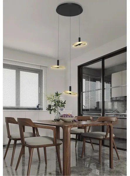 Wofi 5016-304 - LED Stmievateľný luster na lanku BREST LED/26W/230V čierna/zlatá