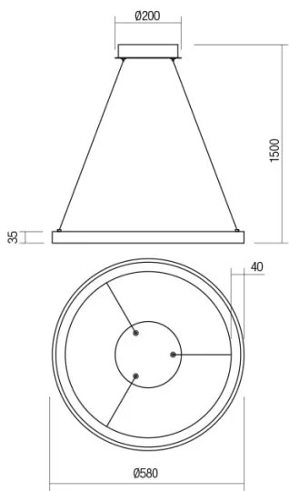 Redo 01-2673-LED Stmievateľný luster na lanku ICONIC LED/50W/230Vpr. 58 cm zlatá