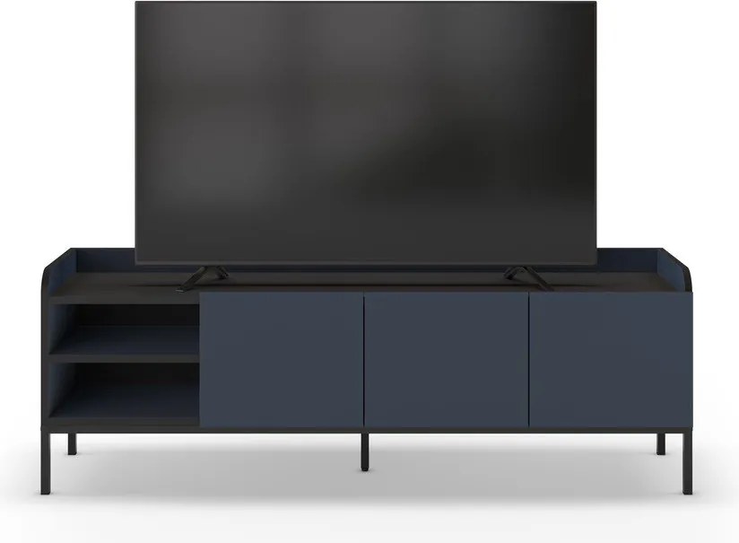 Modrý TV stolík 160x55x42 cm Adara – Marckeric