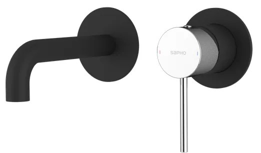 Sapho Sapho, ULTRASAN 2-prvková podomietková umývadlová batéria, hubica 16cm, čierná mat/chróm, UT118VBC