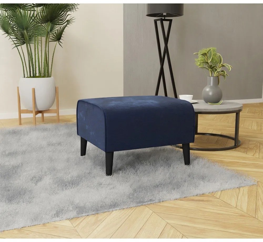 Tmavomodrá zamatová podnožka Carole – Ropez