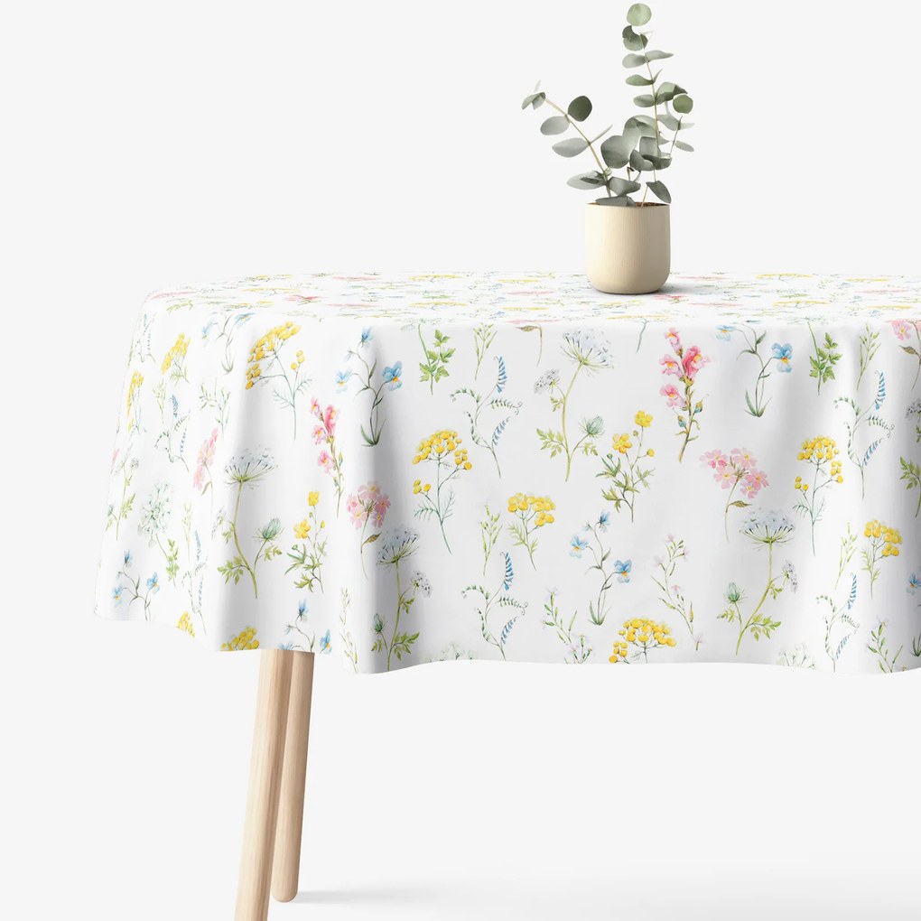 Goldea oválny obrus 100% bavlnené plátno deluxe - kvitnúca jar 140 x 220 cm