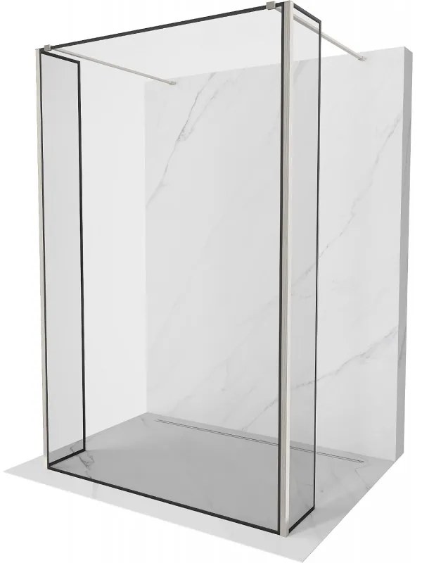 Mexen Kioto voľne stojaca sprchová stena 130 x 30 x 30 cm, čierny vzor, kartáčovaný nikl - 800-130-030-222-97-70-030