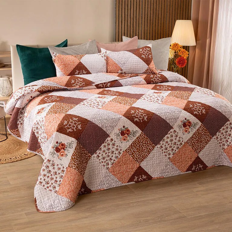 Prikrývka na posteľ VINTAGE ROSE hnedá dvojlôžko