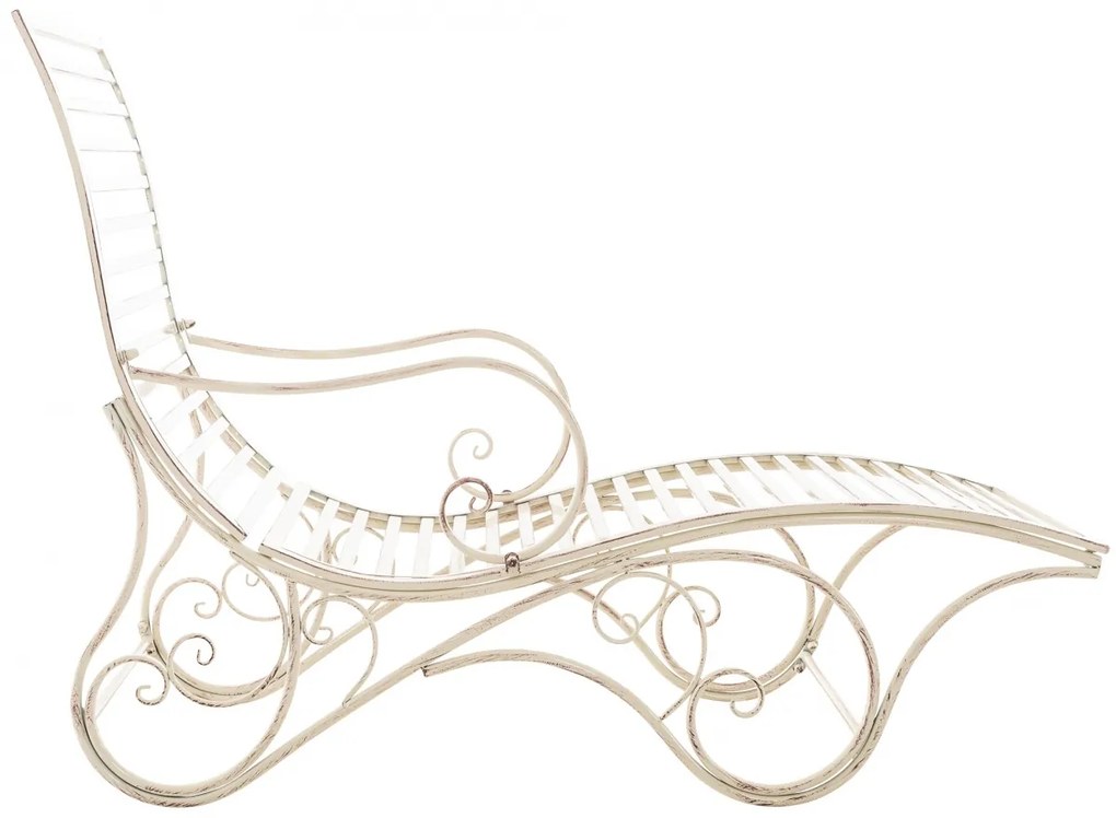 Kovová záhradné lehátko Amiens - Krémová antik